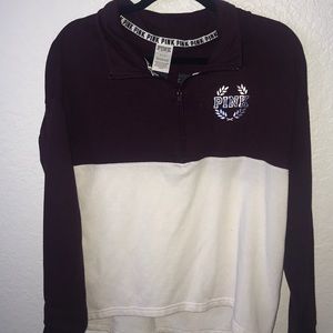 Burgundy and white quarter zip
